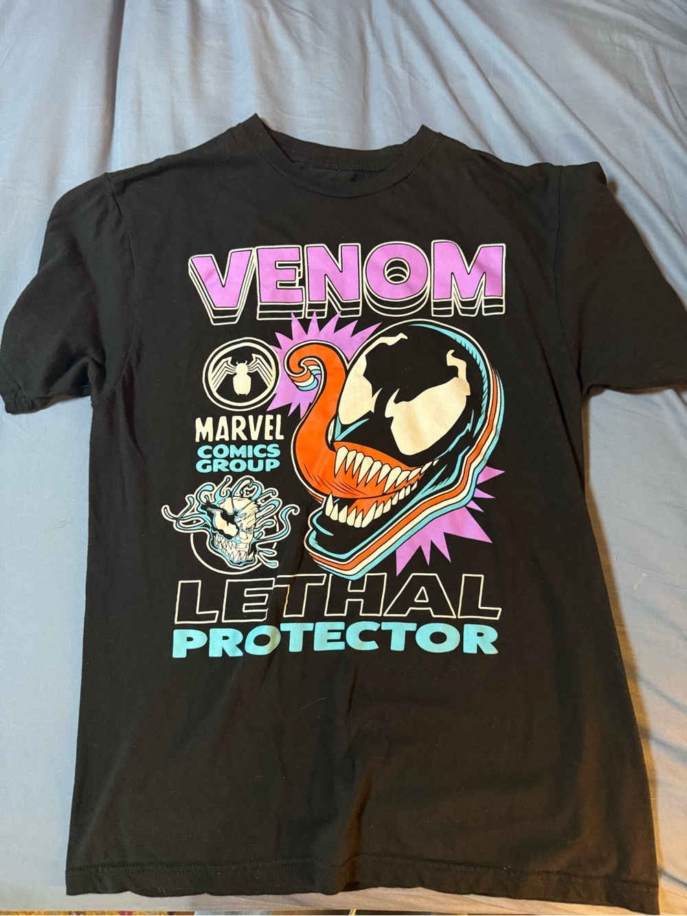 Marvel‎ Black Graphic Tee with Purple and White Details